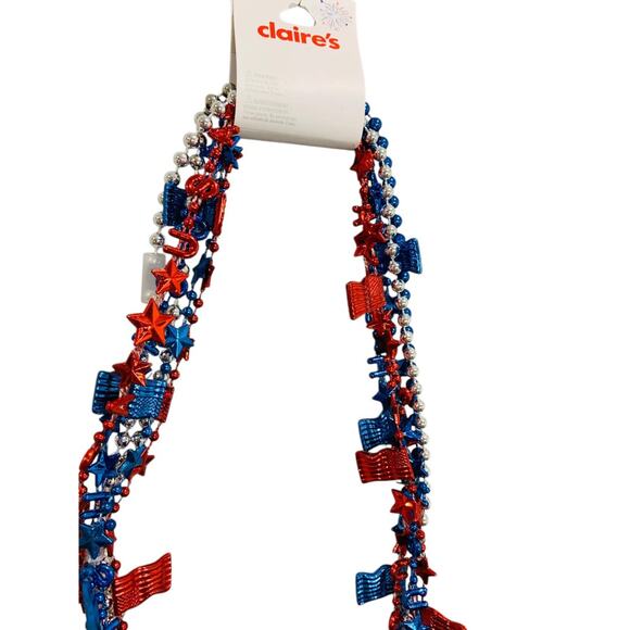 Claires New Set of 6 Overhead Necklaces Patriotic USA Flag Star - Picture 4 of 8